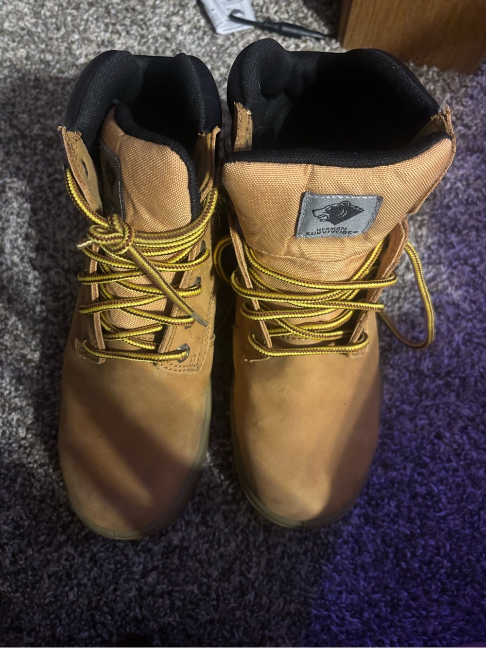 Men's Work Boots - Tan Lace-Up Durable Construction